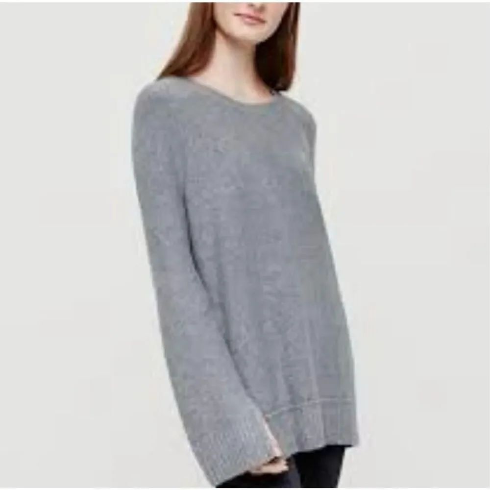 Lou & Grey Split Bell Sleeve Tunic Grey Sz Large Sweater